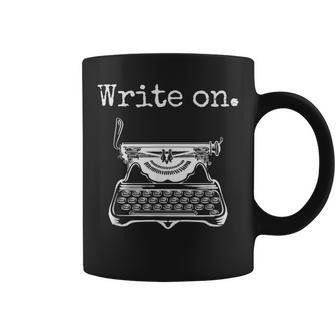 Write On Retro Typewriter Writing Writers Pun Coffee Mug - Monsterry CA