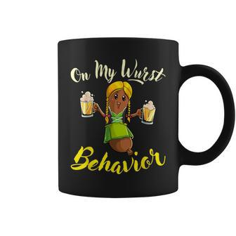 On My Wurst Behavior Bratwurst German Oktoberfest Coffee Mug | Mazezy