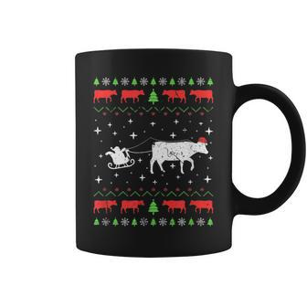 Xmas Cow Farmer Ugly Christmas Sweater Coffee Mug | Mazezy