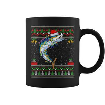 Xmas Lights Ugly Sweater Style Santa Wahoo Fish Christmas Coffee Mug | Mazezy