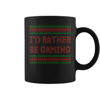 Xmas Ugly Christmas Sweater I'd Rather Be Gaming Coffee Mug - Monsterry DE