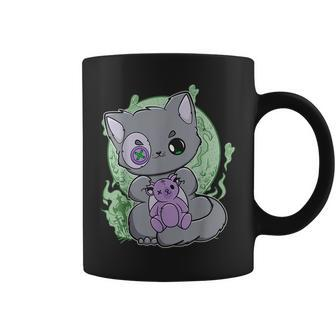 Yami Kawaii Cat With Goth Teddy Bear For Cute Horror Fans Teddy Bear Coffee Mug | Mazezy