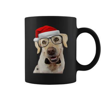 Yellow Lab Glasses Santa Hat Christmas Labrador Retriever Coffee Mug - Seseable