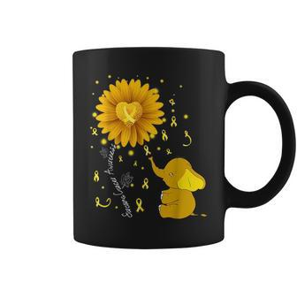 Yellow Ribbon Daisy Flower Elephant Sarcoma Cancer Awareness Gifts For Elephant Lovers Funny Gifts Coffee Mug | Mazezy