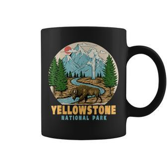 Yellowstone National Park Bison Retro Hiking Camping Outdoor Coffee Mug | Mazezy DE