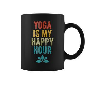 Yoga Is My Happy Hour Meme Vintage Yoga Saying Coffee Mug - Monsterry
