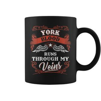 York Blood Runs Through My Veins Family Christmas Coffee Mug - Seseable