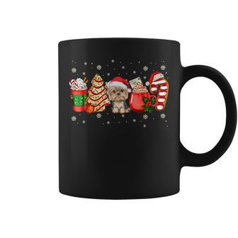 Yorkie Dog Christmas Pajamas Coffee Latte Xmas Tree Coffee Mug - Seseable