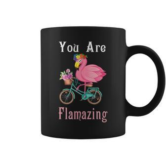 You Are Flamazing Flamingo Bicycle Flower Apparel Women Men Coffee Mug | Mazezy