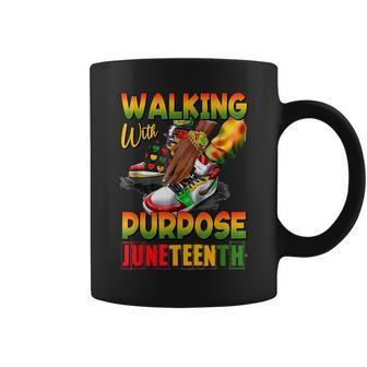 Youth Shoes Steppin Into Junenth Walking With Purpose Coffee Mug | Mazezy