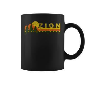 Zion National Park Sunny Mountain Treeline Coffee Mug | Mazezy