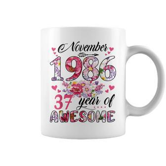 37 Year Old Made In November 1986 Floral 37Th Birthday Coffee Mug | Mazezy AU