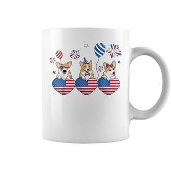 4Th Of July American Flag Corgi Patriotic Dog Mens Womens Coffee Mug | Mazezy
