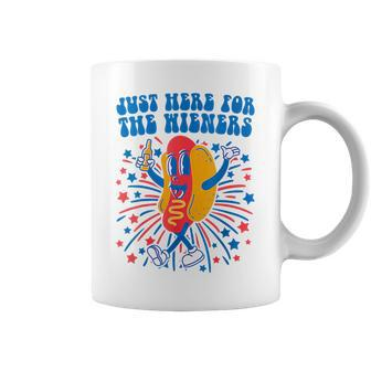 4Th Of July Groovy Hot Dog Im Just Here For The Wieners Coffee Mug - Thegiftio UK