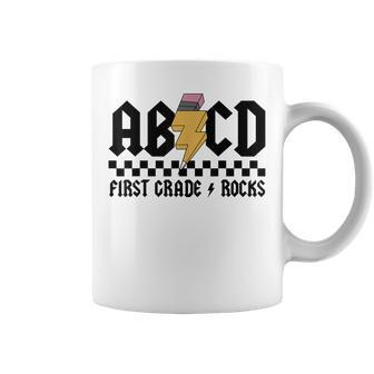 Abcd First Grade Rocks Back To School Teacher Lighting Bolt Coffee Mug