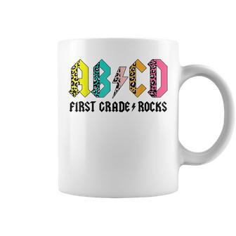 Abcd First Grade Rocks Back To School 1St Grade Teacher Coffee Mug - Monsterry