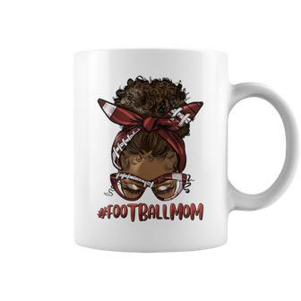 Afro Messy Bun Football Mom Black Woman Coffee Mug - Monsterry CA