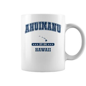 Ahuimanu Hawaii Hi Vintage Athletic Navy Sport Coffee Mug | Mazezy