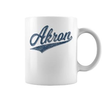 Akron Ohio Varsity Script Classic Sports Jersey Style Coffee Mug | Mazezy