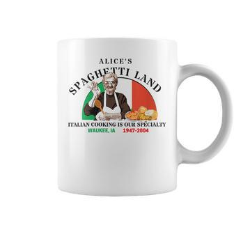 Alices Spaghetti Land Waukee Iowa Italian Restaurant Coffee Mug | Mazezy