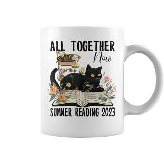 All Together Now Summer Reading 2023 Flower Cat Book Lover Reading Funny Designs Funny Gifts Coffee Mug | Mazezy