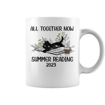 All Together Now Summer Reading 2023 Groovy Cat Book Lover Coffee Mug