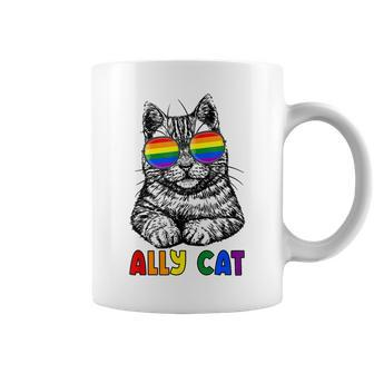 Ally Cat Rainbow Gay Pride Cute Lgbt Animal Pet Lover Coffee Mug | Mazezy