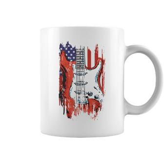 American Flag Guitar 4Th Of July Guitarist Usa Country Music Coffee Mug - Seseable