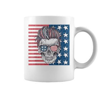 American Flag Skull Skeleton Biker T 4Th Of July Biker Funny Gifts Coffee Mug | Mazezy