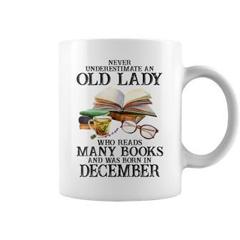 An Old Lady Who Reads Many Books And Was Born In December Gift For Womens Coffee Mug - Seseable