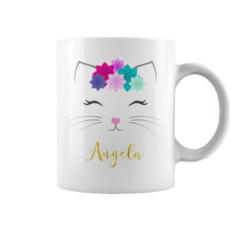 Angela Name Personalized Kitty Cat Coffee Mug | Mazezy