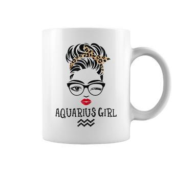 Aquarius Girl Wink Eye Woman Face Wink Eyes Lady Birthday Coffee Mug | Mazezy