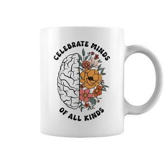 Autism Awareness Celebrate Minds Of All Kinds Floral Teacher Coffee Mug - Seseable