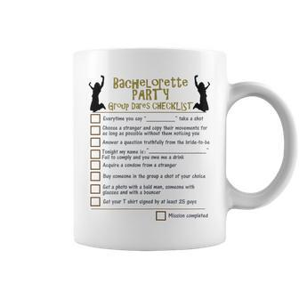 Bachelorette Party Group Dares Checklist Game Coffee Mug | Mazezy