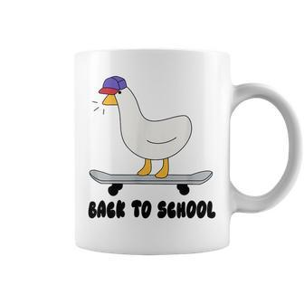 Back To School Cute Silly Goose Skateboard Funny Goose Funny Gifts Coffee Mug | Mazezy
