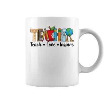 Back To School Cute Teach Love Inspire Men Women Teacher Gifts For Teacher Funny Gifts Coffee Mug | Mazezy