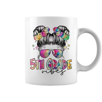Back To School Girl 5Th Grade Vibes Messy Bun Hair First Day Coffee Mug - Thegiftio UK