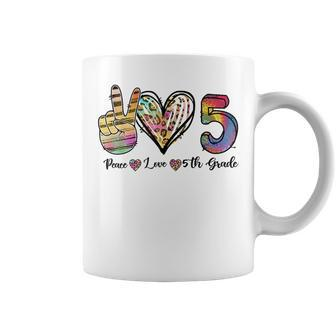 Back To School Peace Love Fifth Grade 5Th Grade Teacher Kids Coffee Mug - Seseable