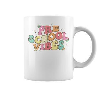 Back To School Preschool Vibes Retro Teacher Preschool Kids Coffee Mug | Mazezy