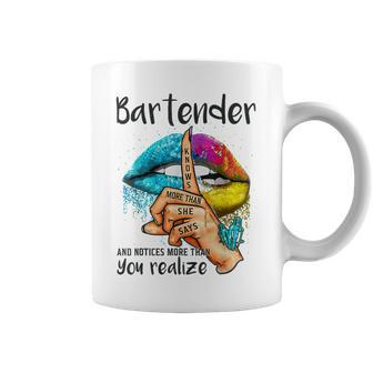Bartender Knows More Than She Says And Notices Colorful Lips Coffee Mug - Thegiftio UK