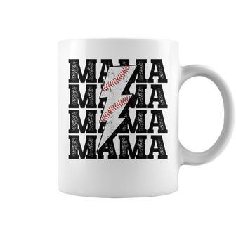 Baseball Mama Distressed Lightning Bolt Mom Coffee Mug