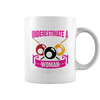 Billiard Never Underestimate A Woman With A Cute Stick Pool Coffee Mug - Monsterry UK