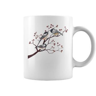 Bird Watching Nature Animal Vintage Blossom Chickadee Coffee Mug | Mazezy