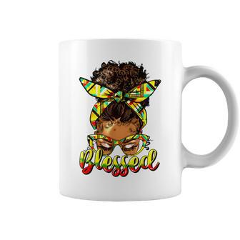 Black History Blessed Afro Black Women Messy Bun Junenth Coffee Mug - Thegiftio UK