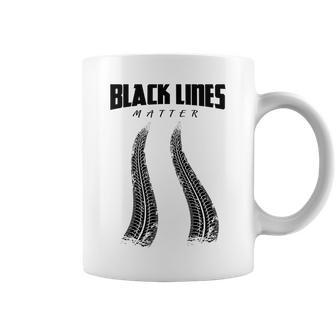 Black Lines Matter Car Burnout Skid Coffee Mug | Mazezy