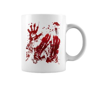 Bloody Handprint Red Blood Hands Splatters Zombie Outbreak Handprint Coffee Mug | Mazezy