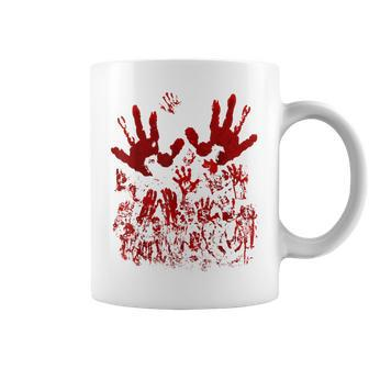 Bloody Handprint Red Blood Splatters Zombie Outbreak Costume Handprint Coffee Mug | Mazezy
