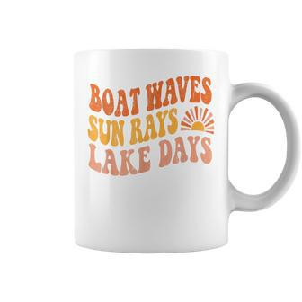 Boat Waves Sun Rays Lake Days Cute Retro 70S Summer Vacation Coffee Mug - Monsterry UK