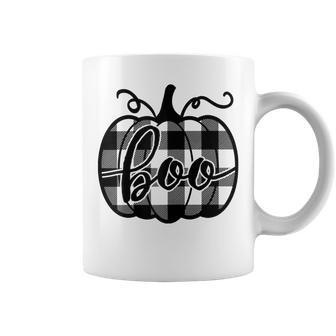 Boo Pumpkin Checkered Plaid Cute For Women Fall Halloween Halloween Coffee Mug | Mazezy