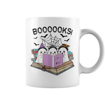 Boooks Cute Ghost Book Worm Nerd Halloween Spooky Party Coffee Mug - Seseable
